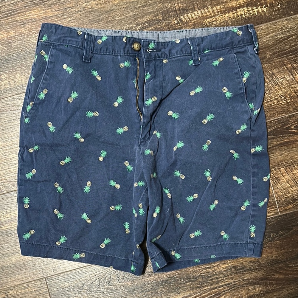 Navy Pineapple Print Men's Shorts